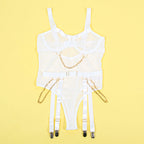 954291 body avec chaînes + porte-jarretelles blanc l/xl
