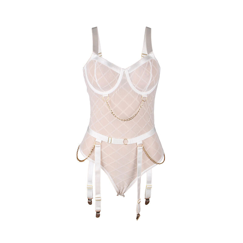 subblime 954291 body avec chaines porte jarretelles blanc l xl