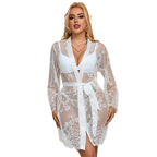 Chemise de nuit fleurie manches longues coupe ample — vue rapprochée