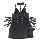 Robe lingerie cuir synthétique à liens structurants — vue de dos 2