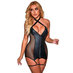 Robe lingerie en maille et finition cuir synthétique — comparatif dimensionnel 2