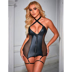 Robe lingerie en maille et finition cuir synthétique — comparatif dimensionnel