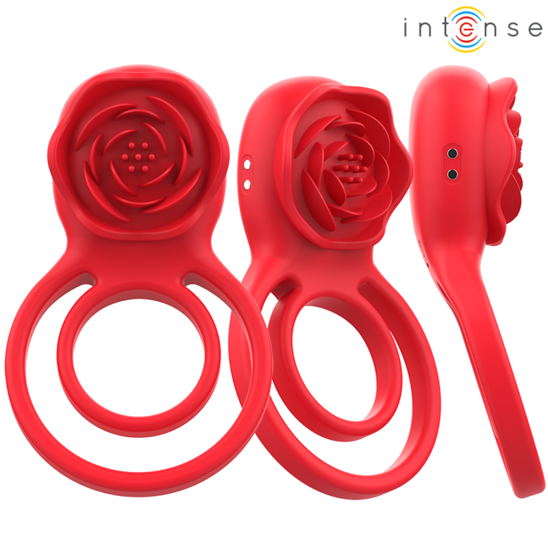 Cockring Gail sous trois angles - face, trois-quarts et profil - montrant le bouton rose et le double anneau