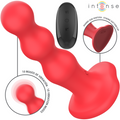 Gode Cody Intense rouge à bassins arrondis empilés avec ventouse, télécommande noire à côté, gros plan sur la ventouse et les 10 modes de vibration
