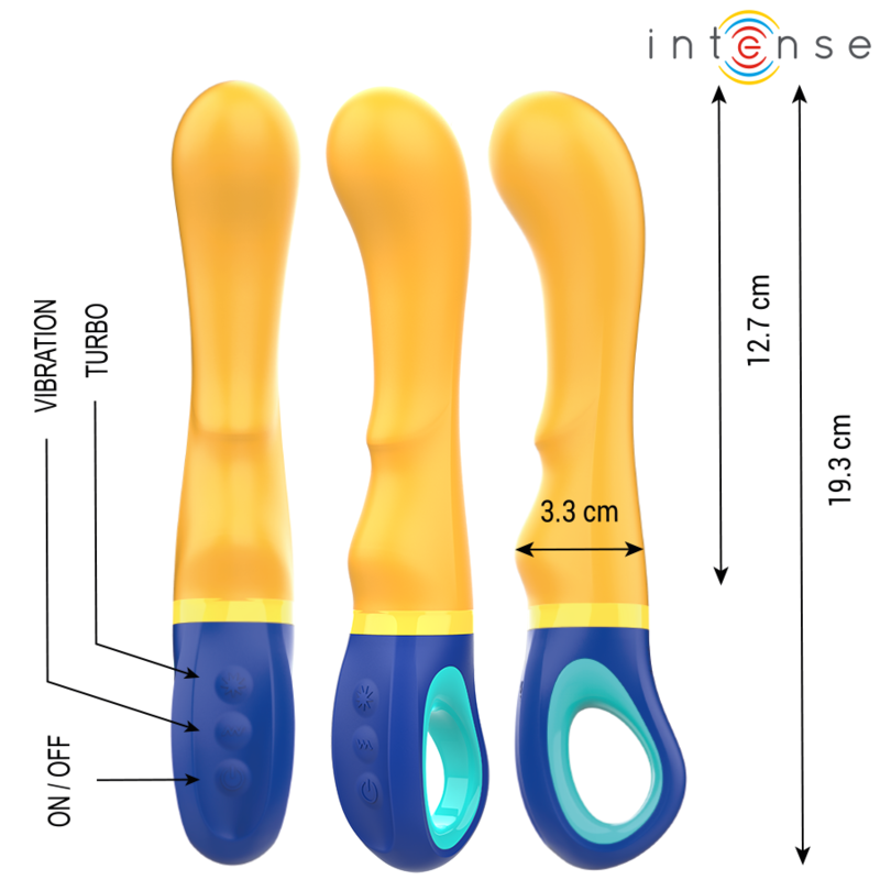 Vibromasseur point G jaune en silicone — détail produit