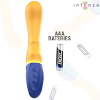 Vibromasseur point G jaune en silicone — détail texture surface