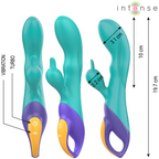 Vibromasseur rabbit double stimulation en silicone bleu — détail produit
