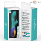 Vibromasseur rabbit double stimulation en silicone bleu — vue rapprochée