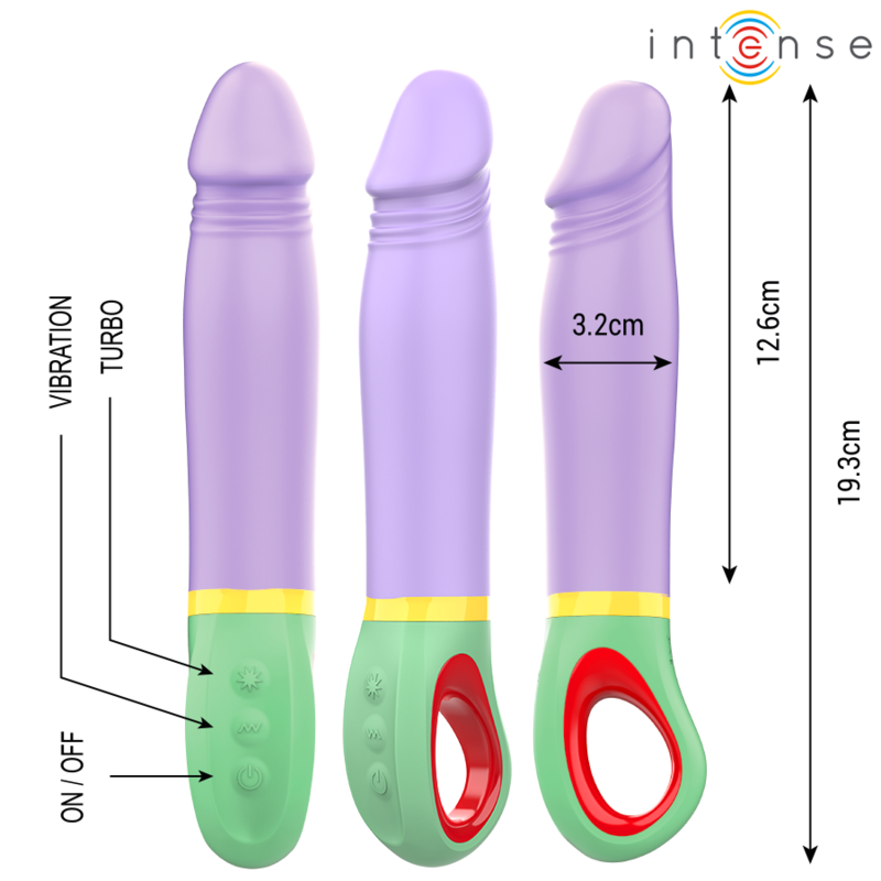 Vibromasseur classique violet en silicone — détail produit