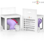 Boite Intense Sweetie presentant le stimulateur licorne lilas et sa fiche illustree, packaging fantaisie du sextoy clitoridien à mouvement mécanique en silicone.