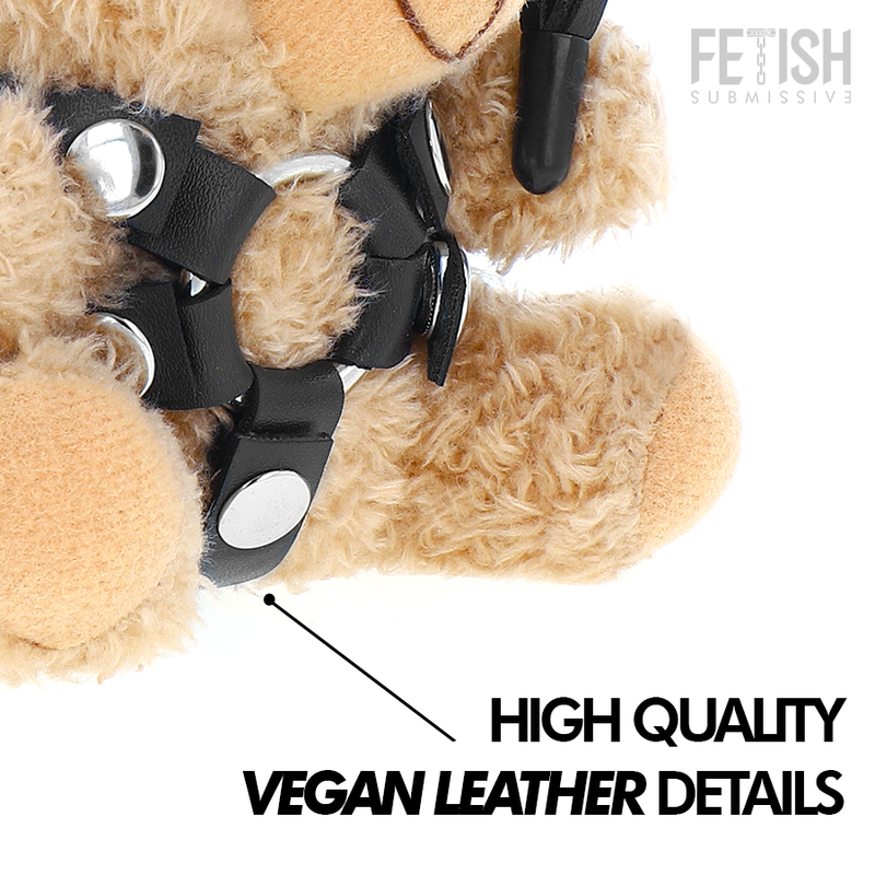 Nounours de collection look bondage cuir Ted — détail texture surface