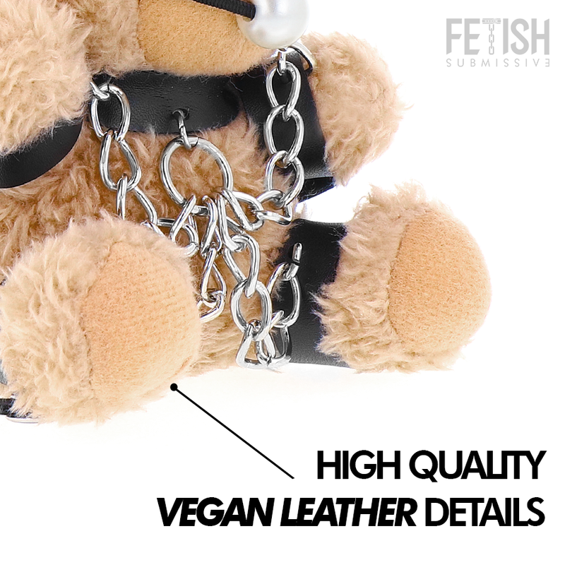 Ours en peluche fétiche en cuir Fozzie — détail texture surface