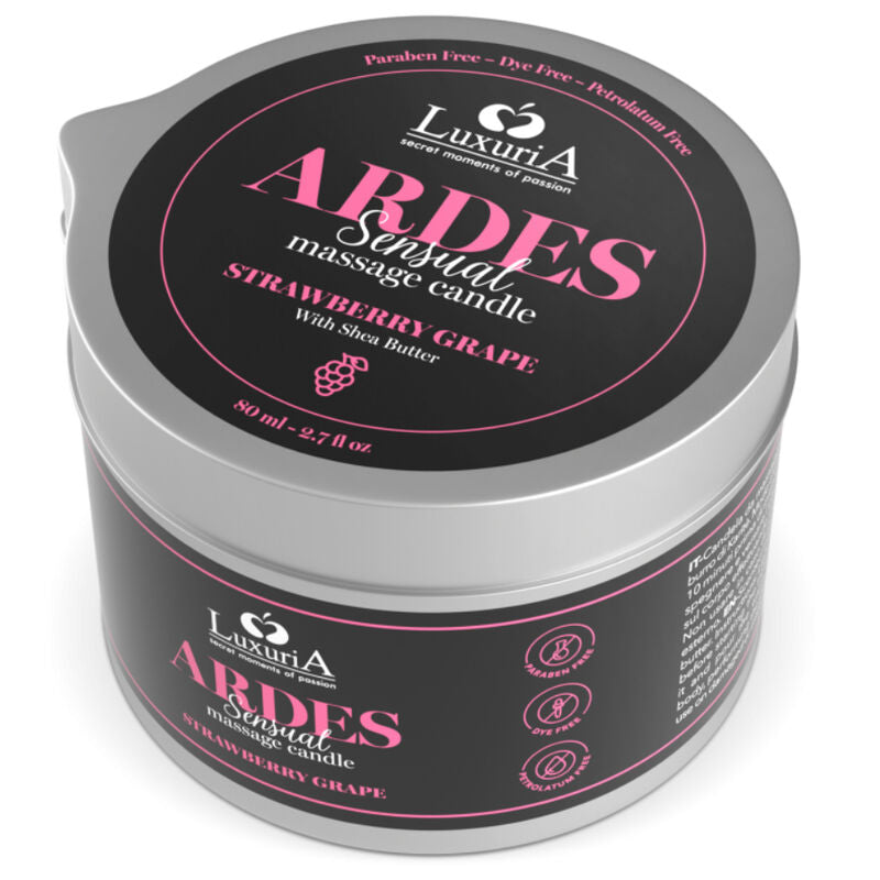 Bougie de massage parfum raisin au beurre de karité — détail produit