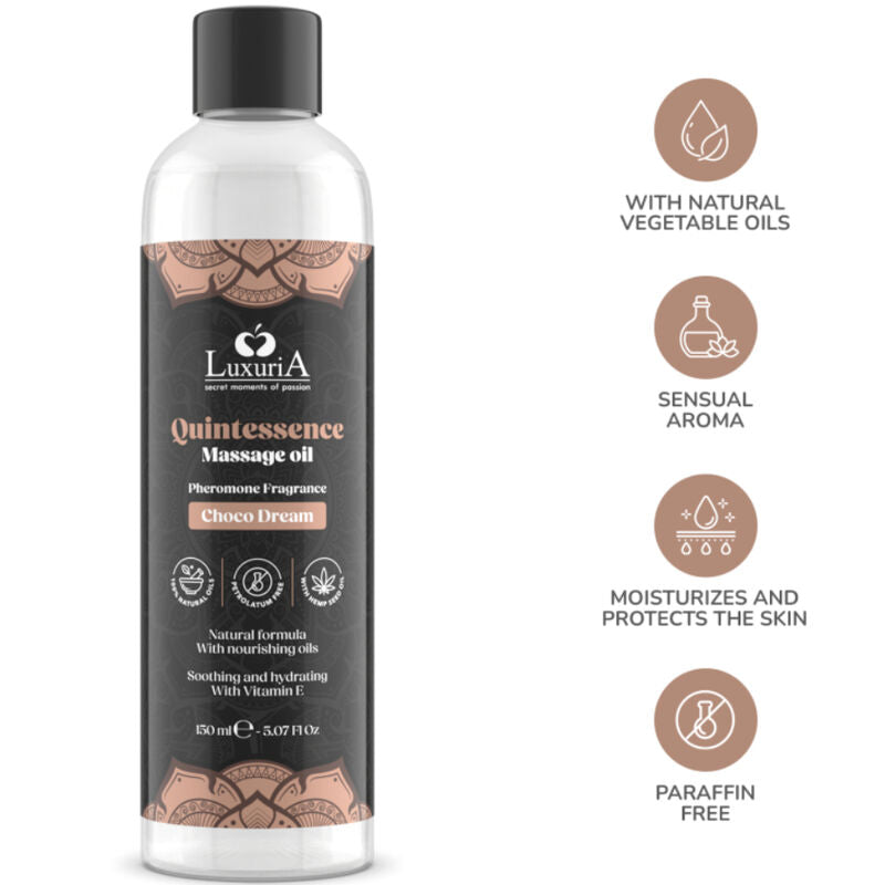 Huile de massage senteur chocolat aux huiles végétales — vue de dos