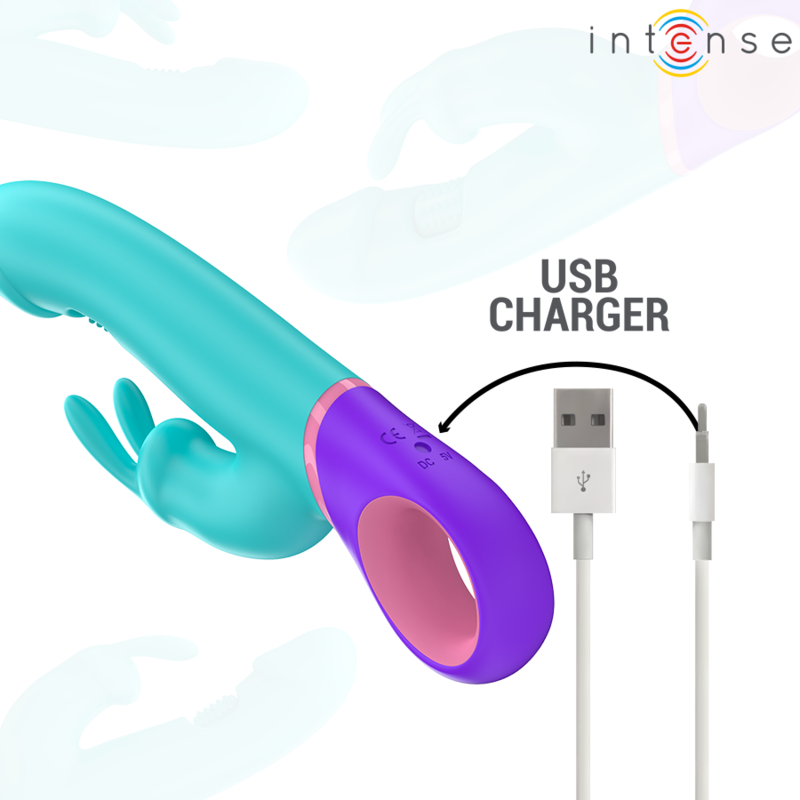 Manche violet du Monica avec port de charge USB et câble fourni, anneau rose à la base