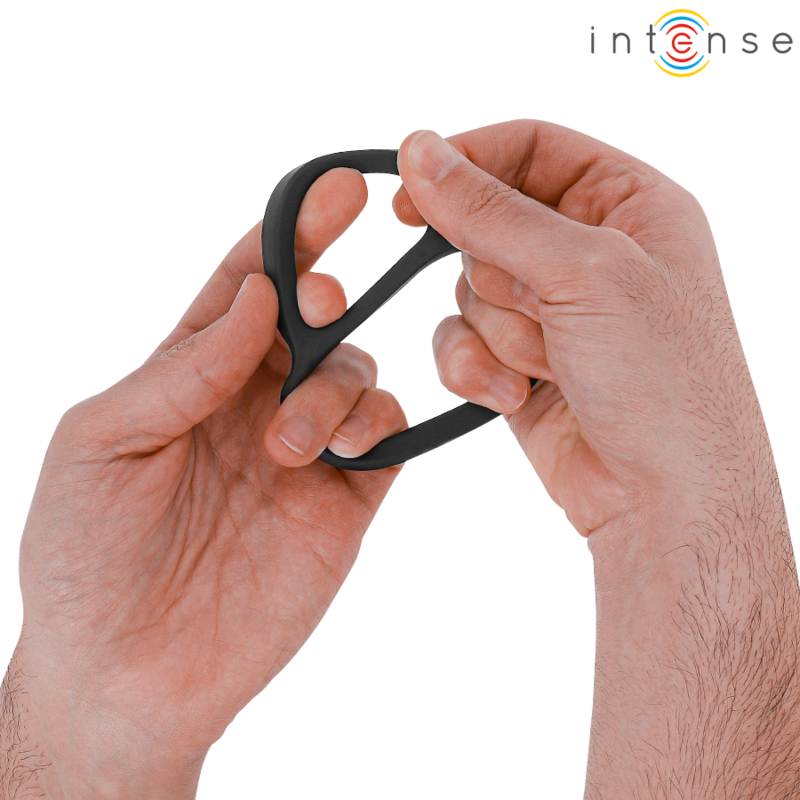 Double anneau pénien en silicone noir — vue de dos
