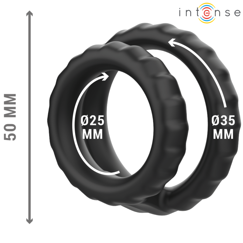 Anneau pénien double en silicone noir — vue de profil