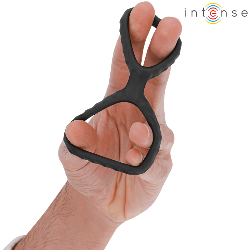 Anneau pénien double en silicone noir — vue de dos
