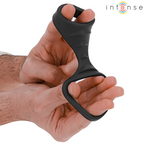 Anneau pénien double texturé en silicone noir — vue de dos