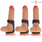 Anneau pénien double texturé en silicone noir — détail texture surface