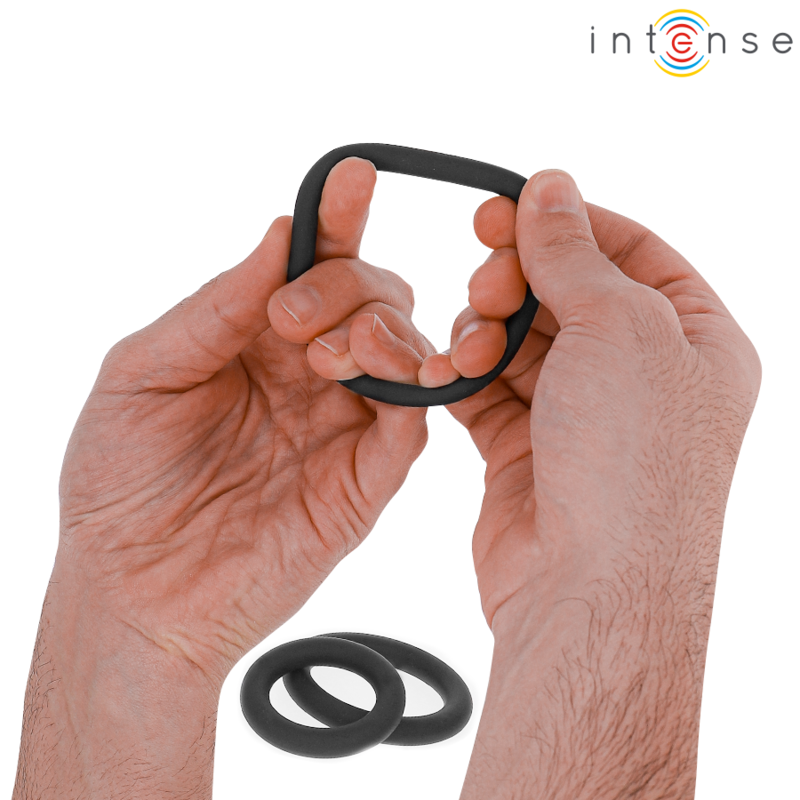 Lot de 3 anneaux péniens en silicone noir — vue de dos