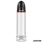 Pompe Xpand by Jamyjob seule, vue de face, cylindre transparent et tête de commande noire à liseré rouge