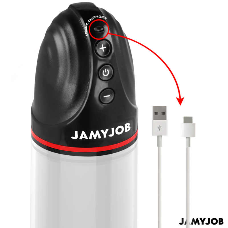 Gros plan sur le port de charge USB-C de la pompe Xpand, avec le câble USB-A vers USB-C fourni
