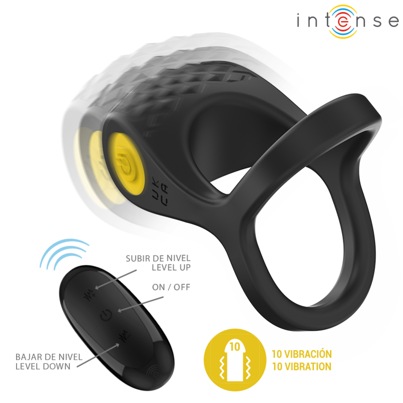 Double anneau vibrant télécommandé pour pénis — vue de profil