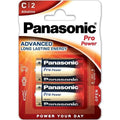 Blister Panasonic Pro Power de 2 piles C LR14, presentation frontale rouge, format volumineux haute autonomie pour appareils et telecommandes energivores