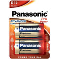 Blister Panasonic Pro Power de 2 piles D LR20, gros gabarit vue de face, autonomie maximale pour appareils tres gourmands en energie et telecommandes