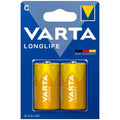 Blister Varta Longlife de 2 piles C alcalines LR14 1,5V format moyen, made in Germany, autonomie confortable pour appareils energivores et piece de reserve.