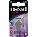 Blister Maxell Lithium CR1220 3V Child Safety, pile bouton plate visible sous cloque, conservation 10 ans pour mini-accessoires intimes et telecommandes.