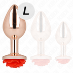 Plug anal métal orné d'une rose rouge — finition matière 3