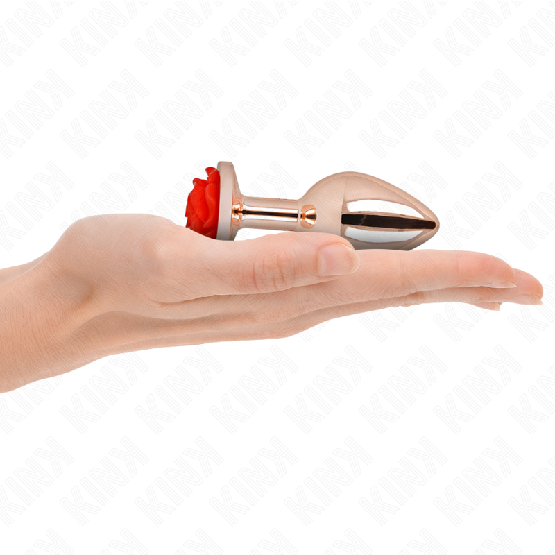 Plug anal métal orné d'une rose rouge — packaging fournisseur 3