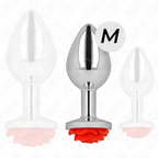 Plug anal métal orné d'une rose rouge — comparatif dimensionnel 2