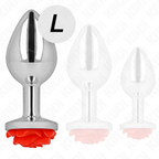 Plug anal métal orné d'une rose rouge — détail design 2