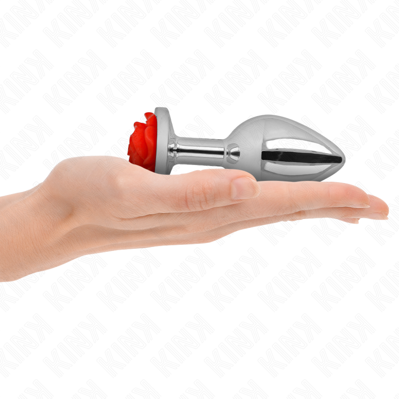 Plug anal métal orné d'une rose rouge — vue galerie 26