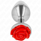 Plug anal métal orné d'une rose rouge — angle alternatif 2