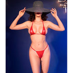 Micro bikini en tulle avec bijoux à strass — packaging fournisseur