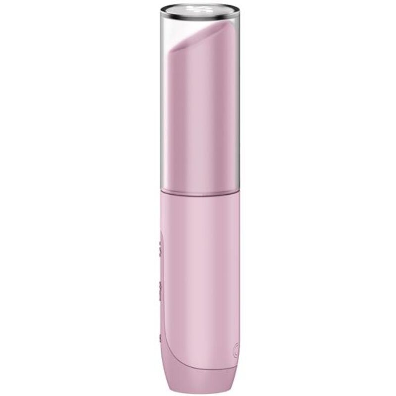 Mini stimulateur air pulse rose poudre incline, corps stylo en silicone avec capuchon transparent, vibromasseur clitoridien de voyage discret et silencieux.