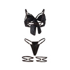 Ensemble soutien-gorge ouvert, string et jarretelles — emballage produit