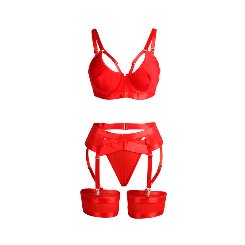 subblime 955267 ensemble soutien gorge bondage rouge avec jarretelle l xl