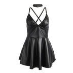 Robe Subblime à bretelles en cuir Noir