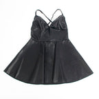 Robe Subblime à bretelles en cuir Noir