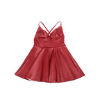 Robe Subblime à bretelles en cuir Bordeaux