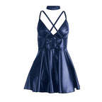 Robe Subblime à bretelles en cuir Bleu
