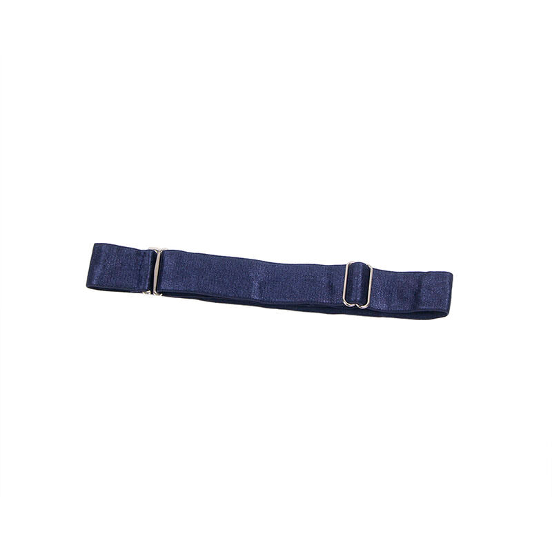 Bande élastique bleue réglable à boucle métal de la nuisette Subblime présentée seule, accessoire de finition assorti à l'ensemble effet similicuir brillant.