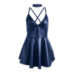 Robe Subblime à bretelles en cuir Bleu