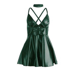 Robe Subblime à bretelles en cuir Vert