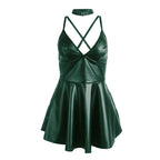 Robe Subblime à bretelles en cuir Vert